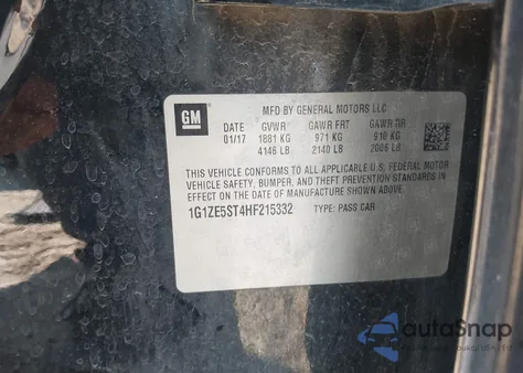 2017 Chevrolet Malibu 1Lt из США, поврежденный, VIN 1G1ZE5ST4HF215332